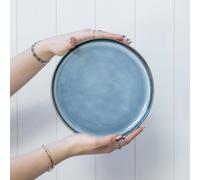 Scandi Home Set of Four 20cm Oslo Blue Reactive Glaze Ceramic Side Plates - Light Blue