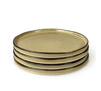Scandi Home Set of Four 28cm Oslo Oatmeal Reactive Glaze Ceramic Dinner Plates - Oatmeal