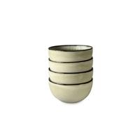 Scandi Home Set of Four Fika 14cm Oatmeal Reactive Glaze Ceramic Cereal Bowls - Artisan Stoneware Bowls for Breakfast, Snacks or Desserts, Dishwasher & Microwave Safe, Scandinavian Modern Design