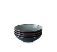 Scandi Home Set of Four Stavanger 21cm Blue Reactive Glaze Ceramic Pasta Bowls - Artisan Stoneware Serving Bowls for Pasta, Salads or Rice Dishes, Dishwasher & Microwave Safe, Modern Rustic Design