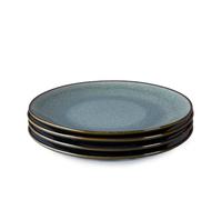Scandi Home Set of Four Stavanger 27cm Blue Reactive Glaze Ceramic Dinner Plates - Artisan Stoneware Plates for Everyday Dining or Entertaining, Dishwasher & Microwave Safe, Rustic Modern Design