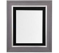 Scandi Slate Grey Photo Picture Poster Frame with Black Mount 50 x 40cm For Image size 40 x 30 cm (Plastic Glass)