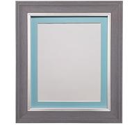 Scandi Slate Grey Photo Picture Poster Frame with Blue Mount 30 x 24 For Image size 24 x 18 inch (Plastic Glass)