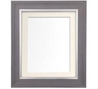 Scandi Slate Grey Photo Picture Poster Frame with Ivory Mount 24 x 18 For Image size 18 x 12 inch (Plastic Glass)