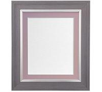 Scandi Slate Grey Photo Picture Poster Frame with Pink Mount 40 x 40cm For Image size 12 x 12 inch