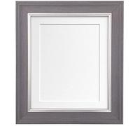 Scandi Slate Grey Photo Picture Poster Frame with White Mount 20 x 16 For Image size 40 x 30 cm (Plastic Glass)