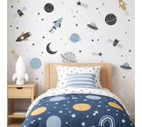 Scandi Space Wall Stickers for Kids Bedroom Rockets Planets and Stars Wall Decals Removable Nursery Wall Art Available in 2 Sizes