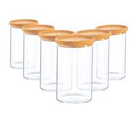 Argon Tableware Scandi Storage Jars with Cork Lids - 1000ml - 6 Pack - Modern Round Organisation Container Glass Jar for Kitchens, Pantry, Bathrooms, Utility Rooms