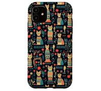 Scandi Tribal Cat Geometric Teal Rustic Pattern Case for iPhone 11