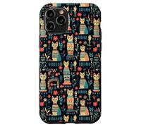 Scandi Tribal Cat Geometric Teal Rustic Pattern Case for iPhone 11 Pro