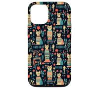 Scandi Tribal Cat Geometric Teal Rustic Pattern Case for iPhone 12/12 Pro