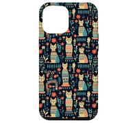 Scandi Tribal Cat Geometric Teal Rustic Pattern Case for iPhone 12 Pro Max