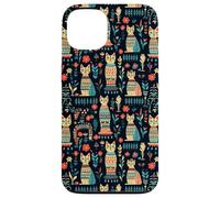 Scandi Tribal Cat Geometric Teal Rustic Pattern Case for iPhone 13