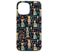 Scandi Tribal Cat Geometric Teal Rustic Pattern Case for iPhone 13 Pro Max