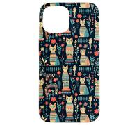 Scandi Tribal Cat Geometric Teal Rustic Pattern Case for iPhone 15