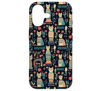 Scandi Tribal Cat Geometric Teal Rustic Pattern Case for iPhone 17