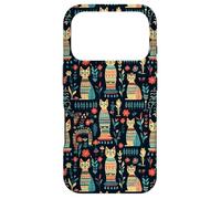 Scandi Tribal Cat Geometric Teal Rustic Pattern Case for iPhone 17 Pro