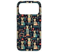 Scandi Tribal Cat Geometric Teal Rustic Pattern Case for iPhone 17 Pro Max