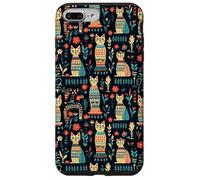 Scandi Tribal Cat Geometric Teal Rustic Pattern Case for iPhone 7 Plus/8 Plus