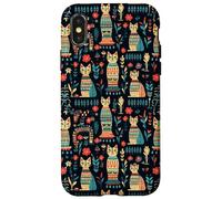 Scandi Tribal Cat Geometric Teal Rustic Pattern Case for iPhone X/XS