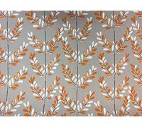 Scandi Twig Grey Orange White Printed Pattern 100% Cotton 1/2 Panama Curtain Blind Fabric Material