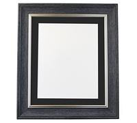 Scandi Vintage Charcoal Grey Picture Photo Frame with Black Mount 7 x 5 Image Size 5 x 3.5 inch