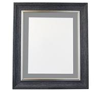 Scandi Vintage Charcoal Grey Picture Photo Frame With Dark Grey Mount 30 x 40 cm Image Size 12 x 8 Inch