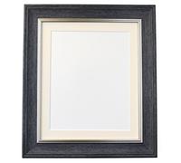Scandi Vintage Charcoal Grey Picture Photo Frame with Ivory Mount A2 Image Size A3