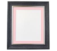 Scandi Vintage Charcoal Grey Picture Photo Frame with Pink Mount A3 Image Size A4