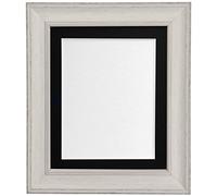 Scandi Vintage Distressed Ivory Grey Picture Photo Frame with Black Mount 30 x 24 For Image size 24 x 16 Inch