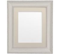 Scandi Vintage Distressed Ivory Grey Picture Photo Frame with WhiteMount A3 For Image size A4