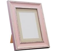 Scandi Vintage Distressed Pink Picture Photo Frame with Light Grey Mount 6 x 4 For Image size 4 x 3 inch