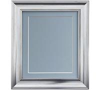 Scandi Vintage Silver Photo Frame with Blue Mount and backing board A1 For Image size A2