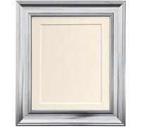 Scandi Vintage Silver Photo Frame with Ivory Mount and backing board 30 x 30 cm For Image size 8 x 8