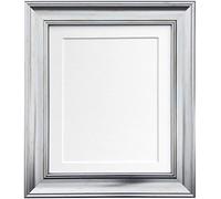 Scandi Vintage Silver Photo Frame with White Mount and backing board 10 x 8 For Image size 7 x 5