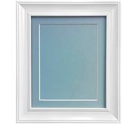 Scandi Vintage White Picture Photo frame with Blue Mount and Backing Board 40 x 40 cm for Pic Size 12 x 12 inch