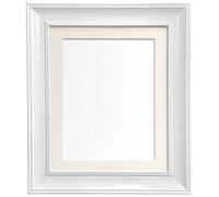 Scandi Vintage White Picture Photo Frame with Ivory mount 40 x 50 cm For Image size 15 x 10