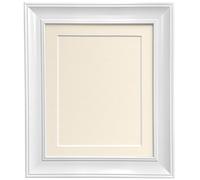 Scandi Vintage White Picture Photo frame with Ivory Mount and Backing Board A4 for Pic Size 9 x 6 inch