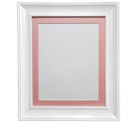 Scandi Vintage White Picture Photo Frame with Pink mount 14 x 11 For Image size A4