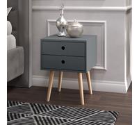 Core Products Scandia 2 Drawer Blue Bedside Cabinet With Wooden Legs, H54.0Cm X W40.0Cm X D40.0Cm