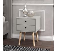 Scandia 2 Drawer Bedside Cabinet, Painted Finish, Finger Apertures, Tapered Legs