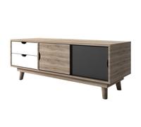 scandia wooden tv stand in oak and grey
