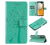 ScandiCasis for Samsung Galaxy A15 Flip Case, Tree Pattern Leather Book Folio Cover with [2*Card Slots] [Wallet] [[Kickstand], Magnetic Closure Shockproof Phone Case, Green