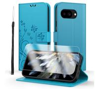 ScandiCasis Leather Case for Google Pixel 9A, Elegant Flip Phone Case with [3*Card Slots] [Wallet] [[Kickstand] [Wrist Strap], Magnetic Closure Shockproof Cover, Blue