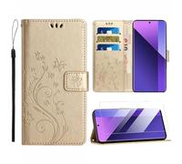 ScandiCasis Leather Case for Honor 200, Elegant Flip Phone Case with [3*Card Slots] [Wallet] [[Kickstand] [Wrist Strap], Magnetic Closure Shockproof Cover, Gold