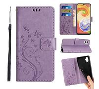 ScandiCasis Leather Case for Samsung Galaxy A05, Elegant Flip Phone Case with [3*Card Slots] [Wallet] [[Kickstand] [Wrist Strap], Magnetic Closure Shockproof Cover, Purple