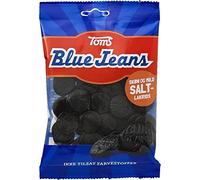 ScandiKitchen, Toms Pingvin Blue Jeans Mild Salt Lakrids - Danish Sweets, Round Flat Mild Liquorice Discs, 1 x 110g Bag