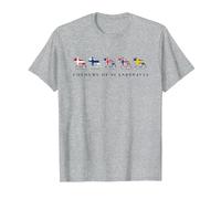 Scandinavia Flags elk Colours Sweden, Norway, Iceland T-Shirt, Men, Heather Grey, Large