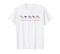 Scandinavia Flags elk Colours Sweden, Norway, Iceland T-Shirt, Men, White, 5X-Large