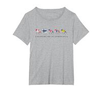 Scandinavia Flags elk Colours Sweden, Norway, Iceland T-Shirt, Women's Plus, Heather Grey, 5X